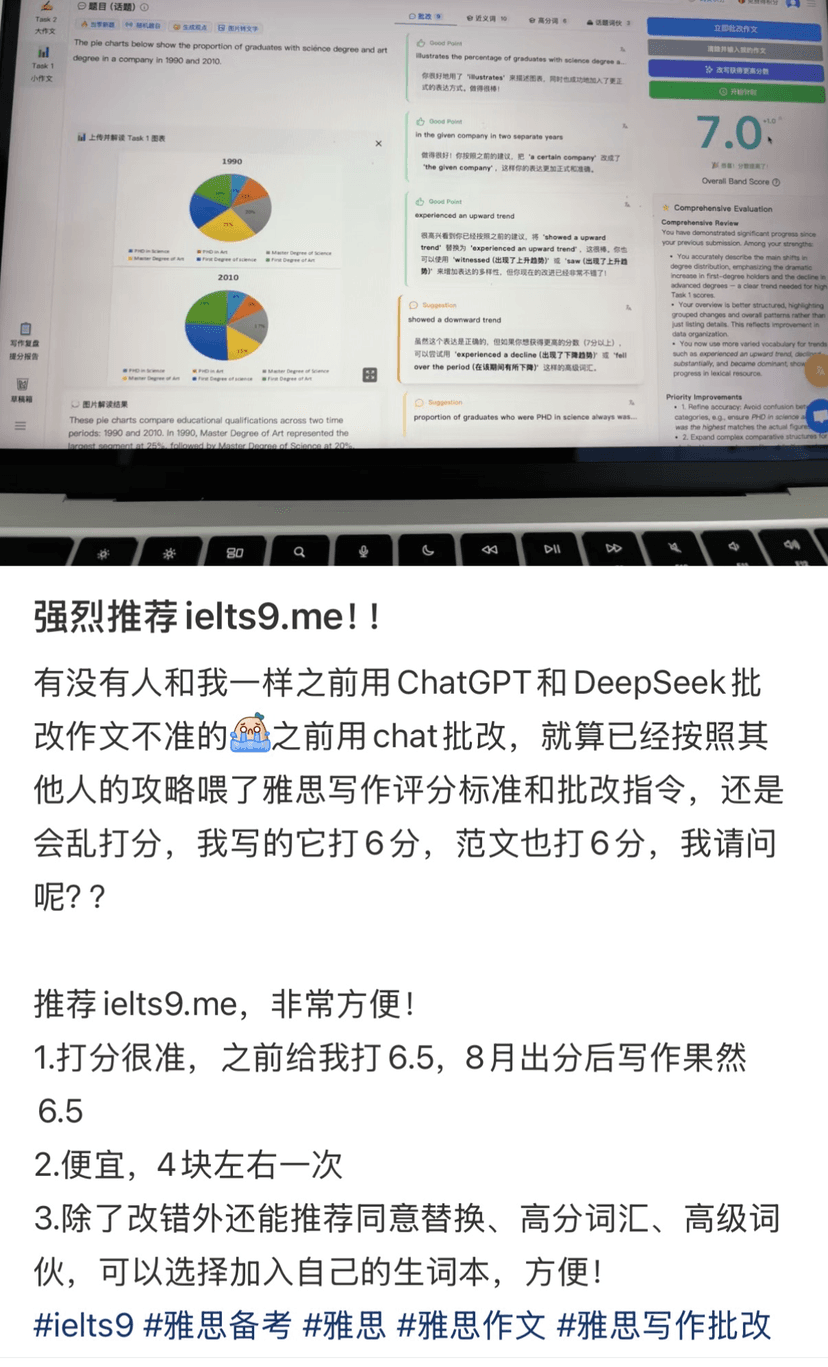 用户反馈：ielts9.me打分准确
