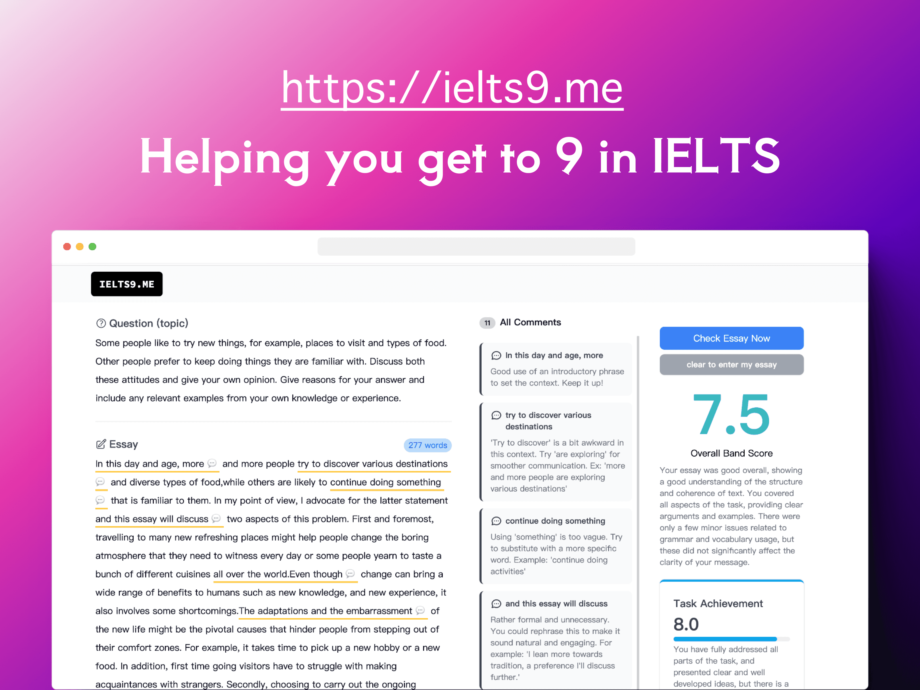 ielts9.me平台展示