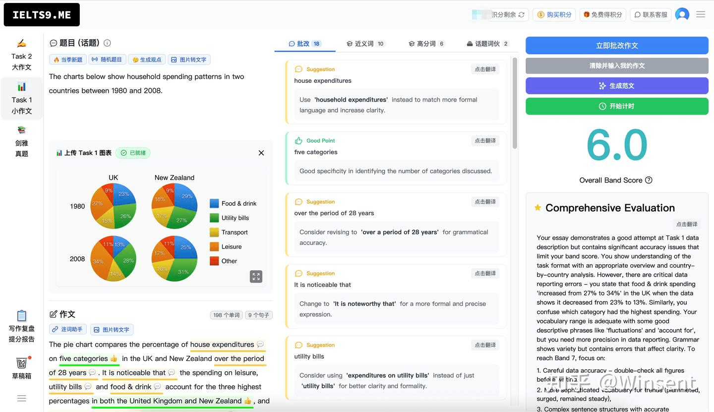 ielts9.me 批改界面